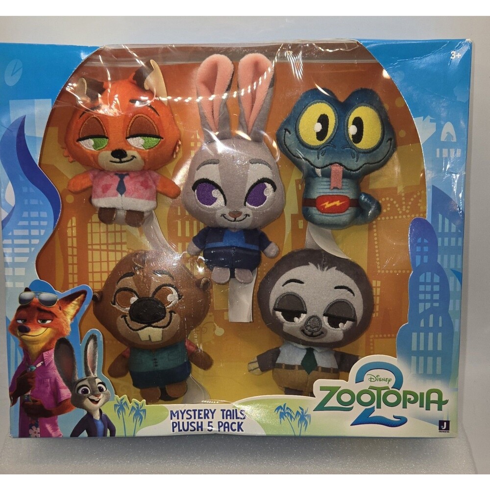 Disney’s Zootopia 2 3” Mystery Tails 5-Pack Mini Plush Figures for Kids 3+ Ages